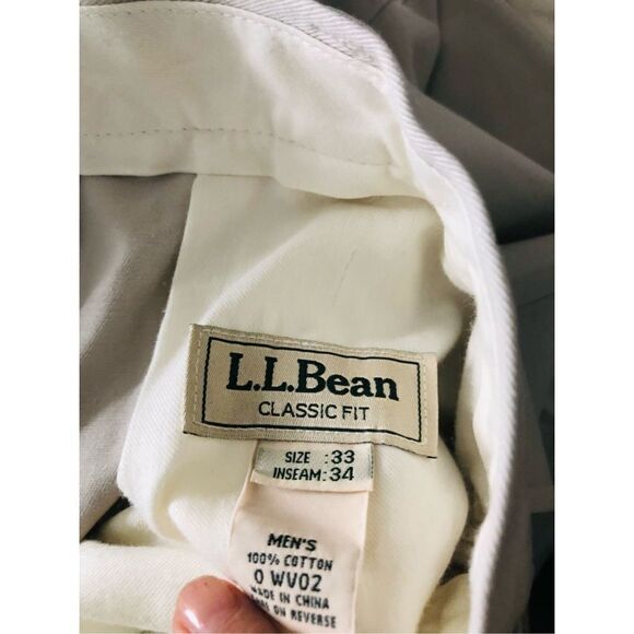 L L Beam classic  fit  men's pants beige size33/34 100% cotton 0008 - Picture 4 of 4